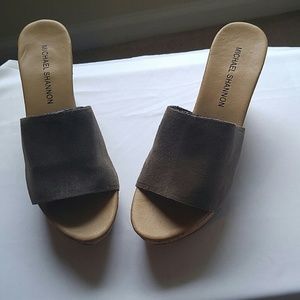 Comfortable wedge mules. Size 8.5
